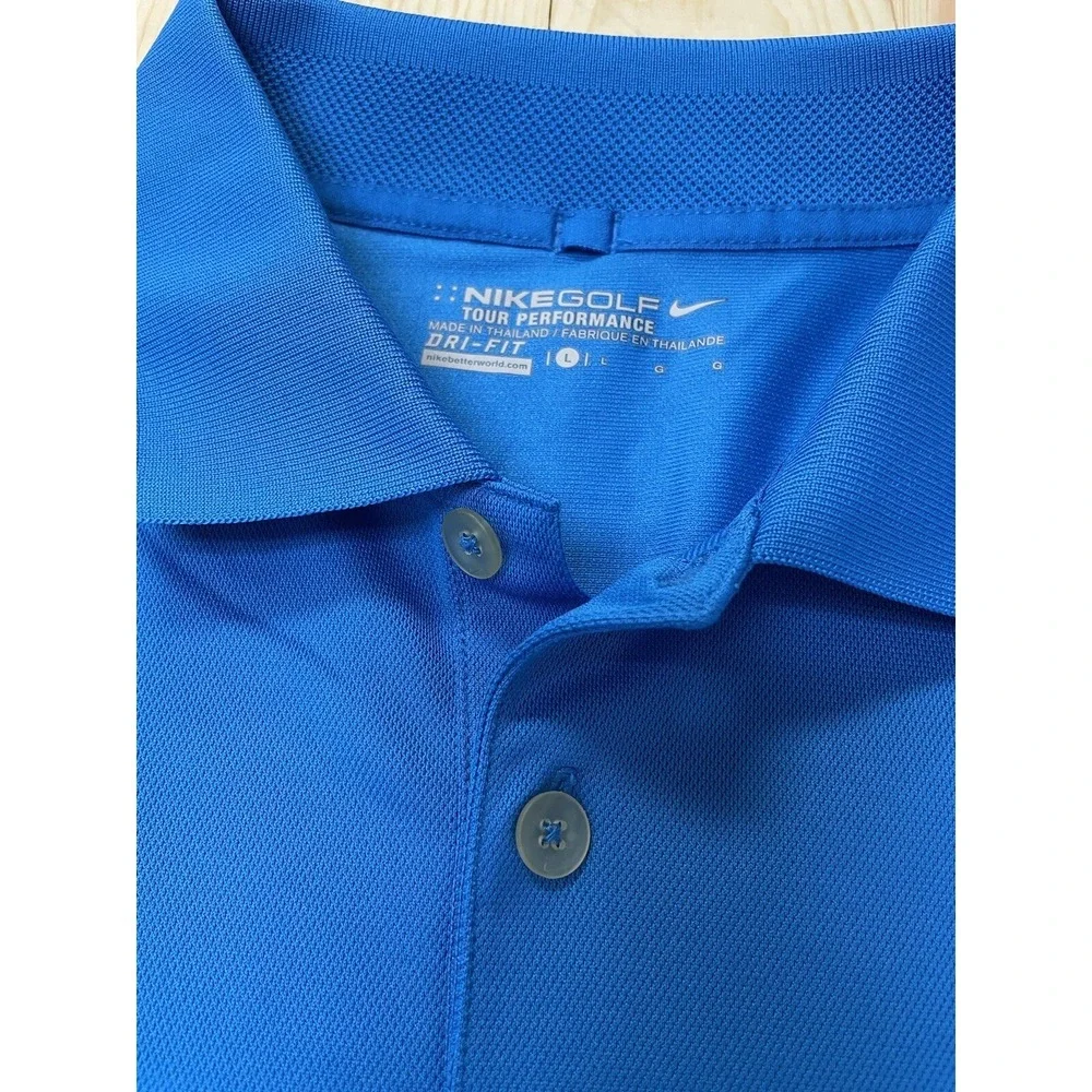 Nike Golf Polo Shirt Mens Sz L Blue Short Sleeve Dri-Fit SI18